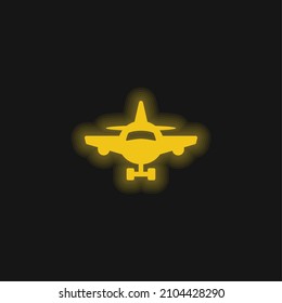 Airplane Frontal View gelb leuchtendes Neonsymbol