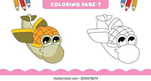 Airplane funny cartoon for kids and KDP design.