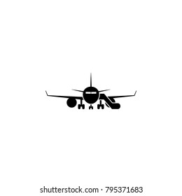 airplane with gangway icon. Element of airport icons. Premium quality graphic design icon. Signs, outline symbols collection icon for websites, web design, mobile app on white background