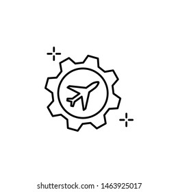 Airplane, gear, airport icon. Element of airport line color icon