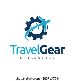 airplane and gear logo design