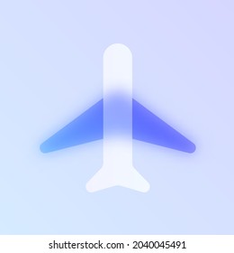 airplane glass morphism trendy style icon. airplane color vector icon with blur, transparent glass and purple gradient. for web and ui design, mobile apps and promo business polygraphy