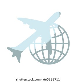 airplane and global sphere icon