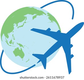 Airplane and Globe Connecting the World – Perfect for Travel, Business, and Education