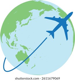 Airplane and Globe Connecting the World – Perfect for Travel, Business, and Education