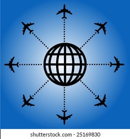 Airplane globe design VECTOR