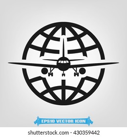 Airplane globe icon vector illustration eps10. 