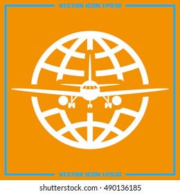 Airplane and globe icon vector illustration eps10. 
