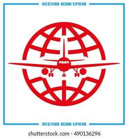 Airplane and globe icon vector illustration eps10. 