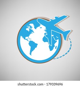 Airplane globe symbol vector design icon