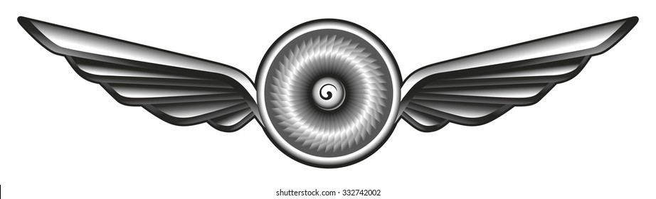 airplane glossy shield with turbine