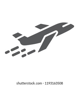 Airplane glyph icon, aircraft and travel, plane sign, vector graphics, a solid pattern on a white background, eps 10.