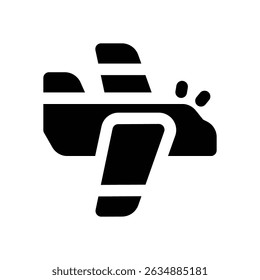 airplane glyph icon. Strong and solid vector icon for websites, mobile interfaces, presentations, and visual branding. High quality and easy to edit.