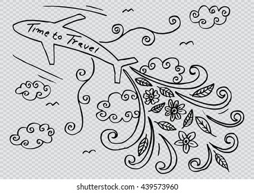  Airplane go to Travel Vector