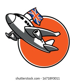 Airplane going to UK Illustration Drawing