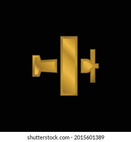 Airplane gold plated metalic icon or logo vector