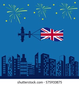 airplane Great britain flag icon vector illustration