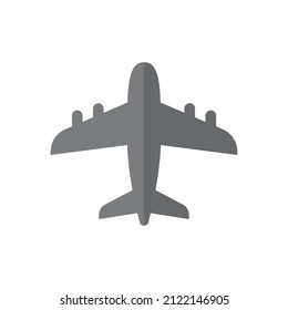 Airplane grey flat vector icon