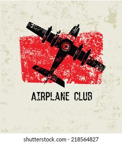 Airplane grunge symbol,clean vector