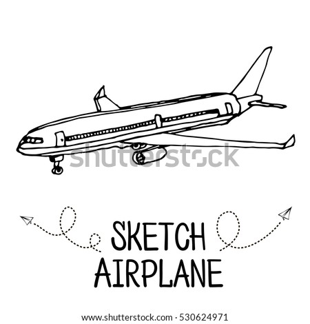 Airplane hand draw sketch. 