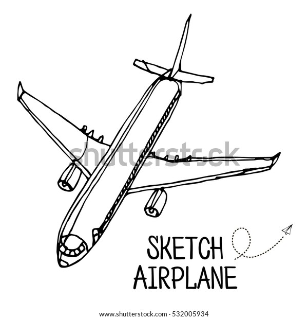 Airplane Hand Draw Sketch Stock Vector (Royalty Free) 532005934