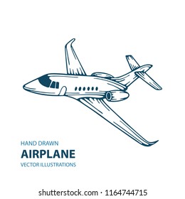 Airplane. Airplane hand drawn vector illustration.
