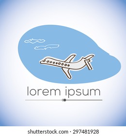  Airplane- hand drawn vector logo (sign, symbol, icon, illustration)