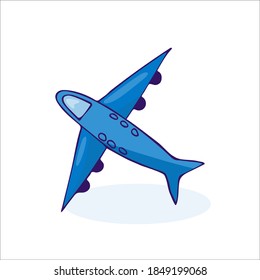 Airplane hand-drawn. The image is isolated on a white background.
Vector illustration.