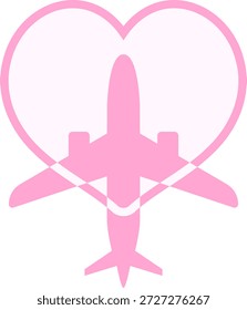 Icono de anillo de avión y corazón