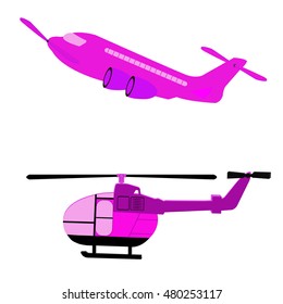 Airplane and helicopter.