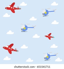 Airplane and helicopter. Pattern