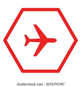 Airplane and hexagon on white