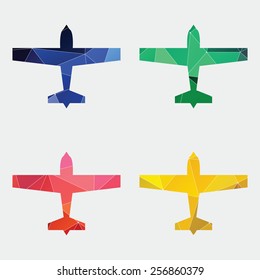 airplane icon Abstract Triangle Geometrical background 