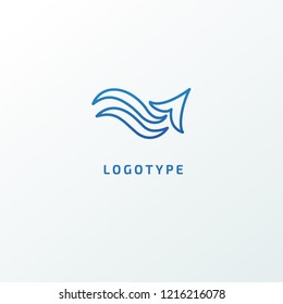 Airplane icon. Air ticket booking logo template. Logo concept of navigator, loukost, airport, booking tickets, travel application, tourism, trip.