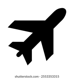 Airplane icon. Aircraft vector icon. Black filled plane sign and symbol