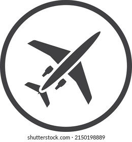 Airplane icon. Airport round symbol. Flight sign