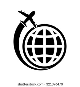 Airplane icon around the world