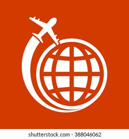 Airplane icon around the world