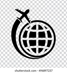 Airplane icon around the world