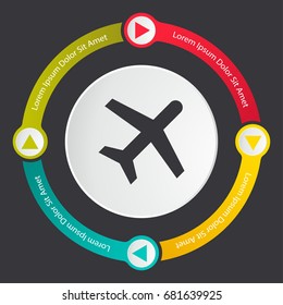 airplane icon, aviation infographics template