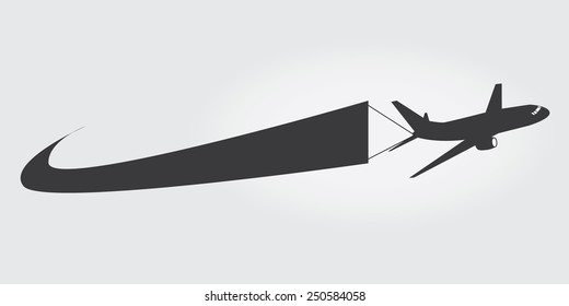 Airplane icon with a banner 