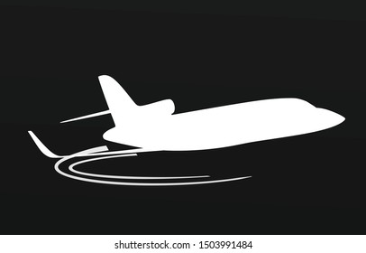 Airplane icon. black background. vector illustration