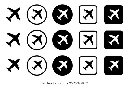 Airplane icon. Black airplane icon collection. Vector illustration.