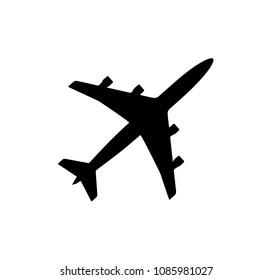 Airplane icon black silhouette, departure of plane, modern mean of transport with high speed, rapid aircraft vector illustration isolated on white