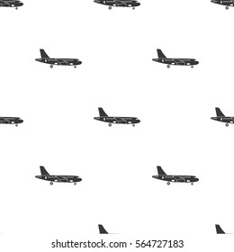 Airplane icon in black style isolated on white background. Logistic pattern stock vector illustration.