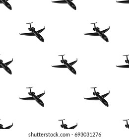 Airplane icon in black style isolated on white background. Rest and travel symbol stock vector illustration.