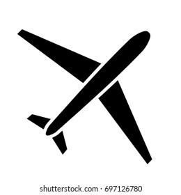 Airplane icon. Black symbol. Vector illustration isolated on white background