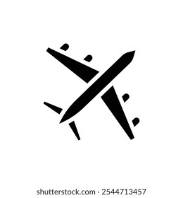 Airplane icon Black and white outline vector