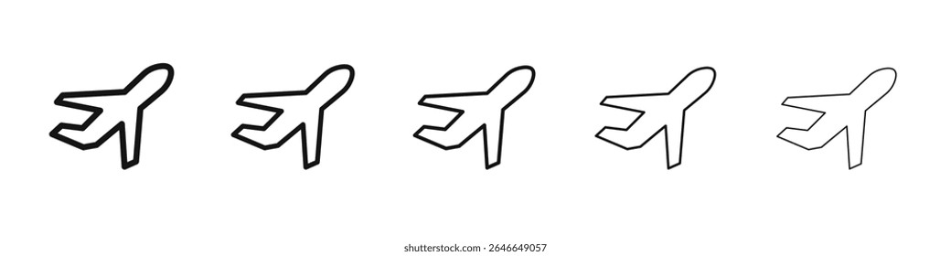 Icono de avión blanco y negro signo de Vector