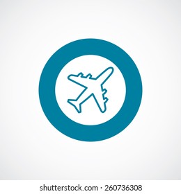 airplane icon bold blue circle border, white background  